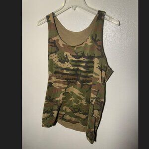 American Flag Print Camo Raceback Tank Top (Americana)